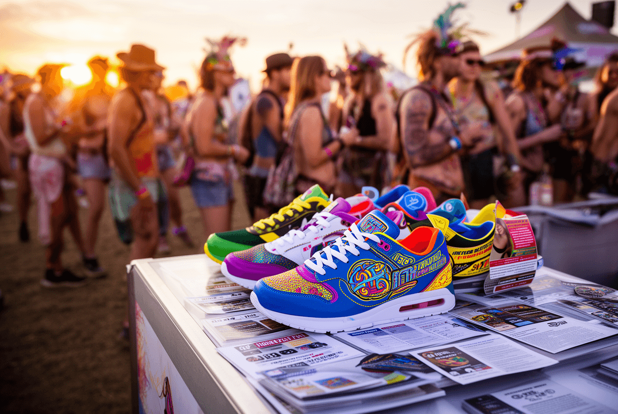 présentation extérieur chaussures publicitaires avec logo à un événement